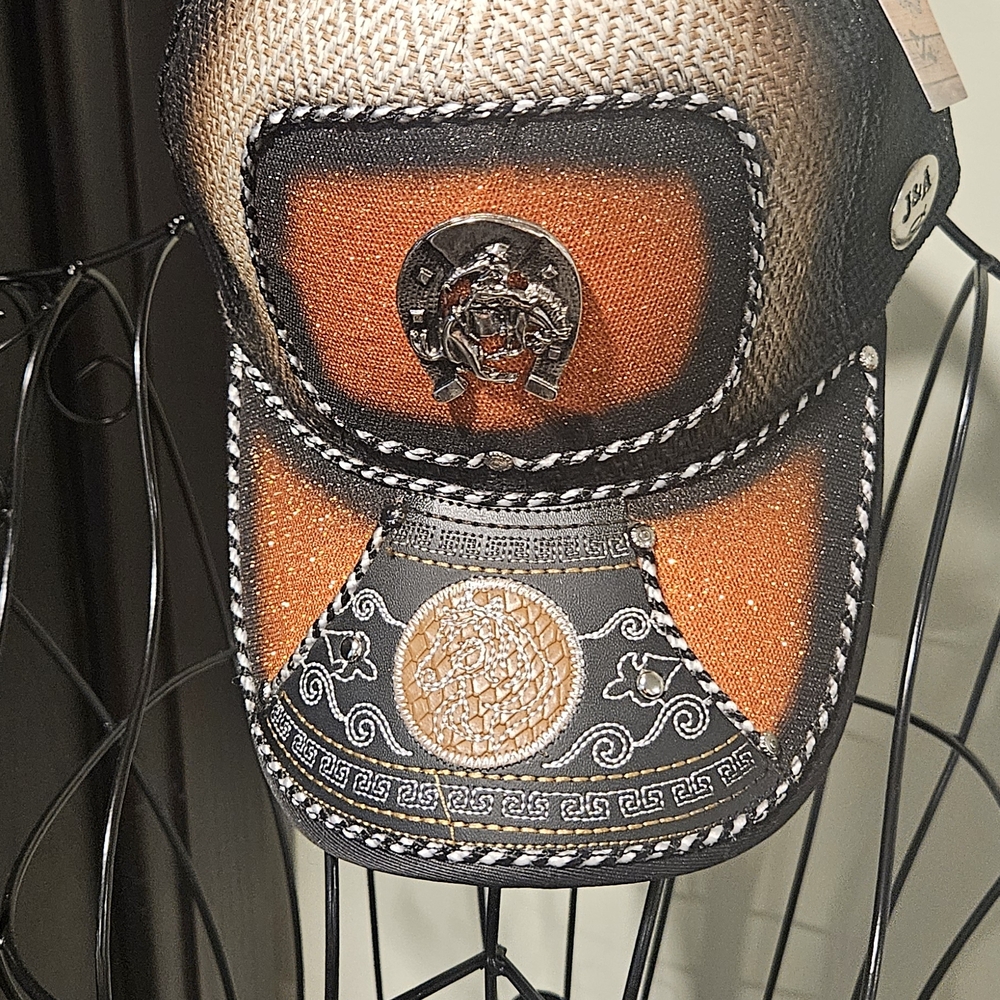 Western-Style Men's Hat in Orange and Black